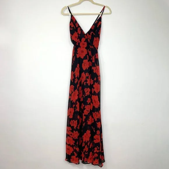 NWT LULU'S Best Occasion Black Floral Print Maxi Dress Sz M - Picture 2 of 9